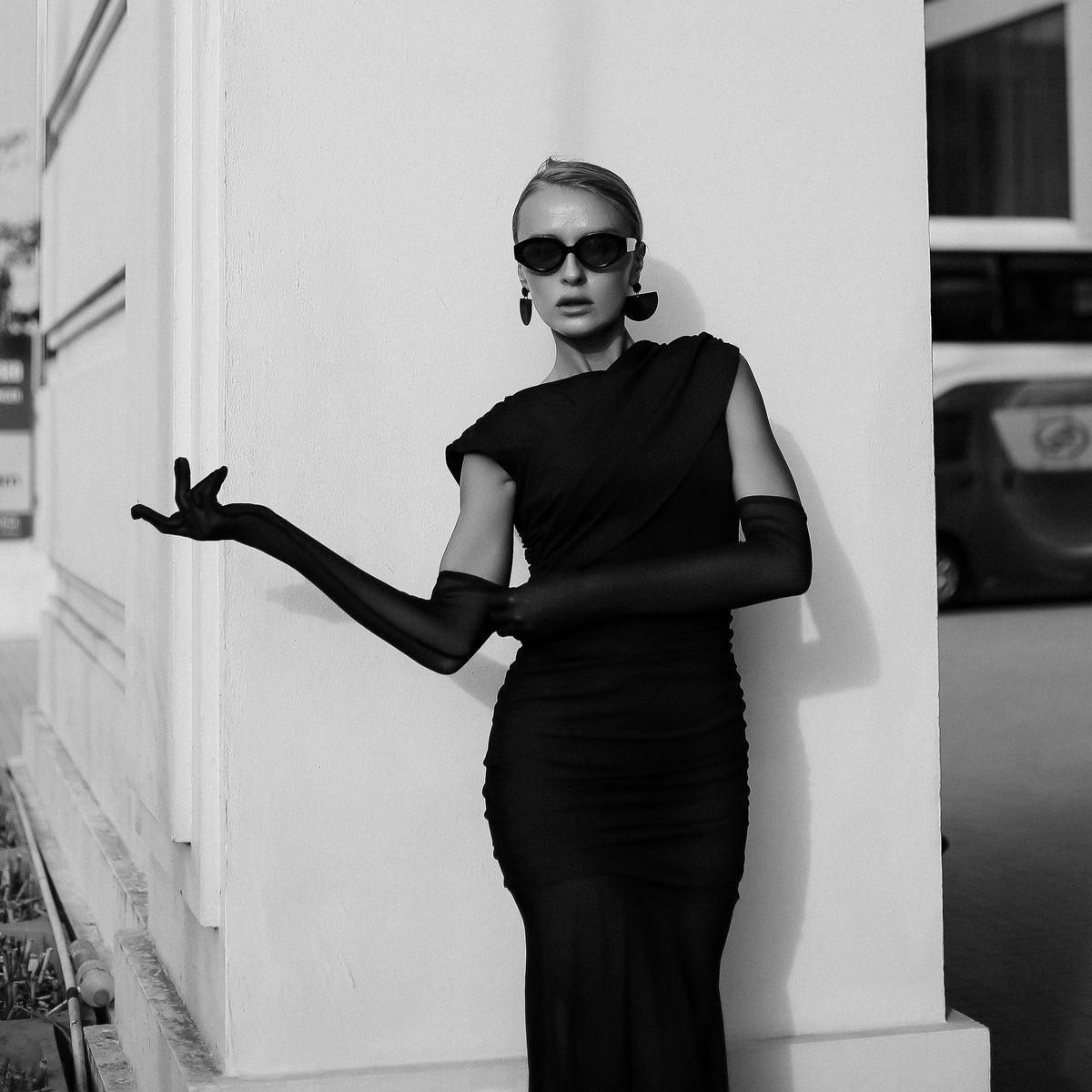 Midnight Contour Dress in Black, Legacy London