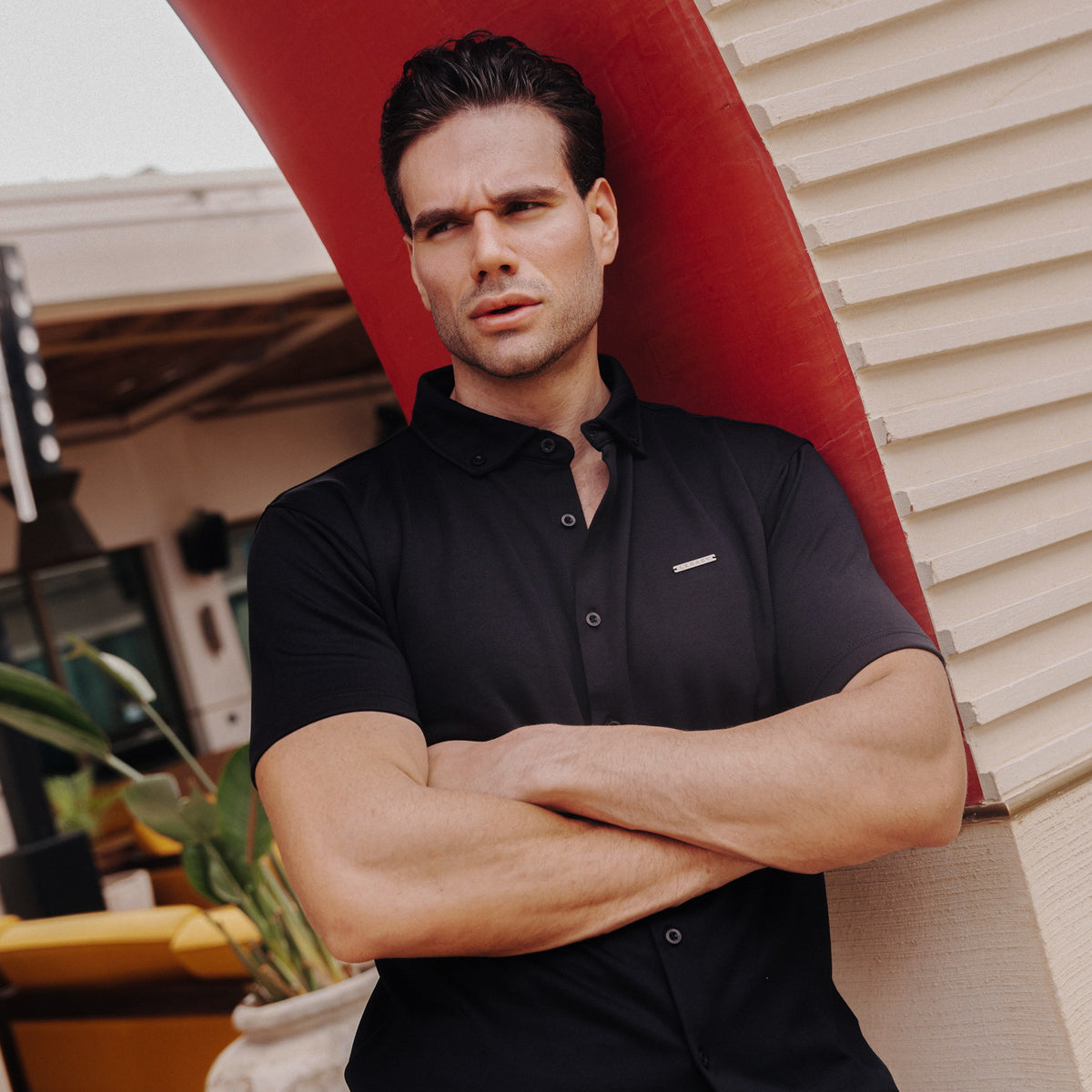 Legacy Cuban Collar Shirt in Black, Legacy London