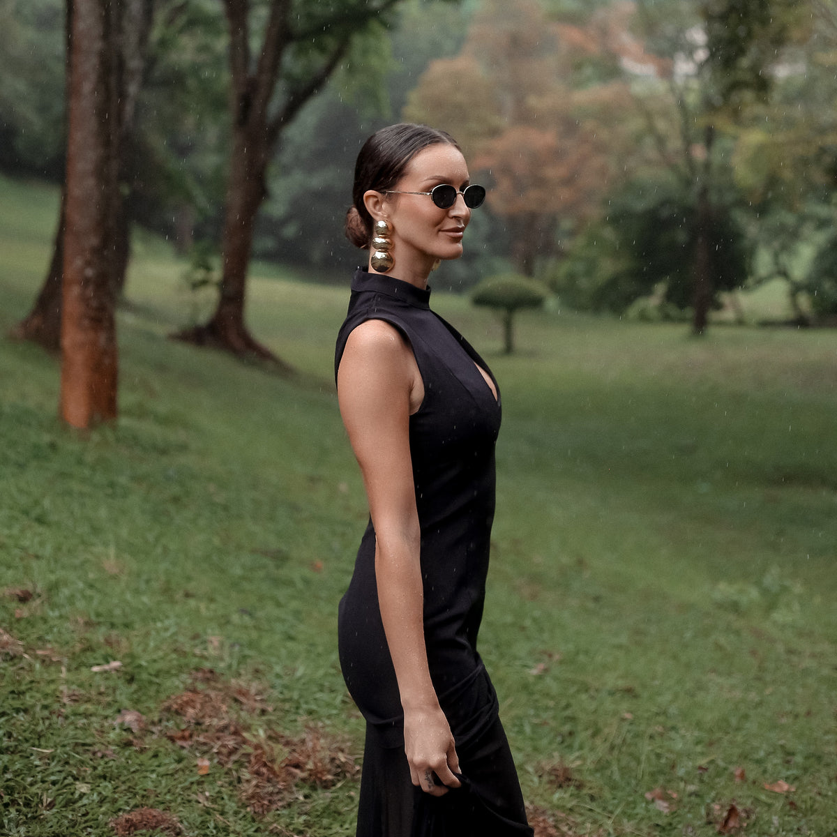 Brook Keyhole Evening Maxi Dress in Black, Legacy London