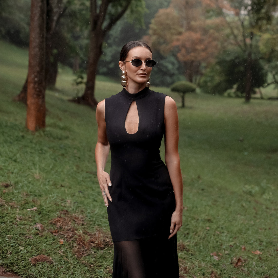 Brook Keyhole Evening Maxi Dress in Black, Legacy London