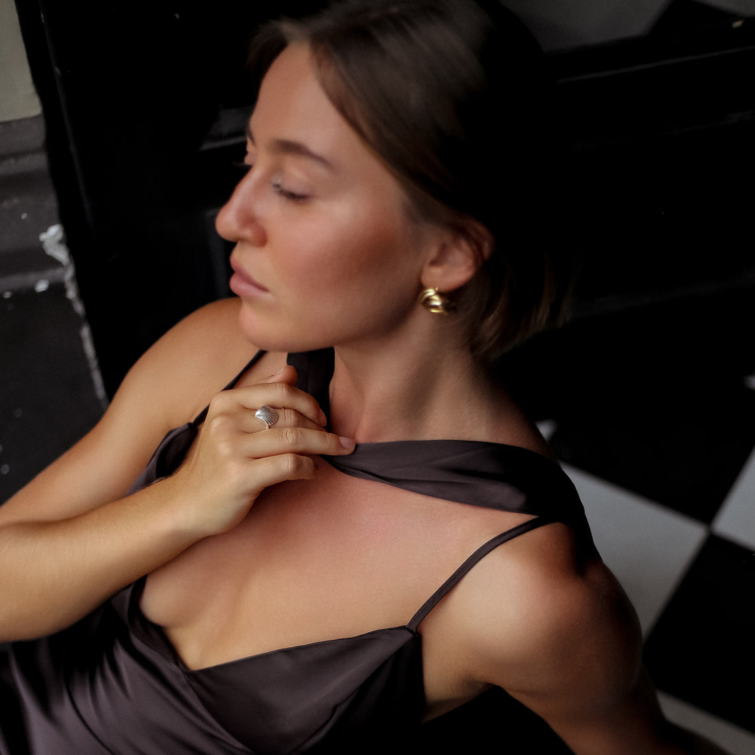 Mount Street Satin Scarf-Neck Maxi Dress in Dark Wine, Legacy London