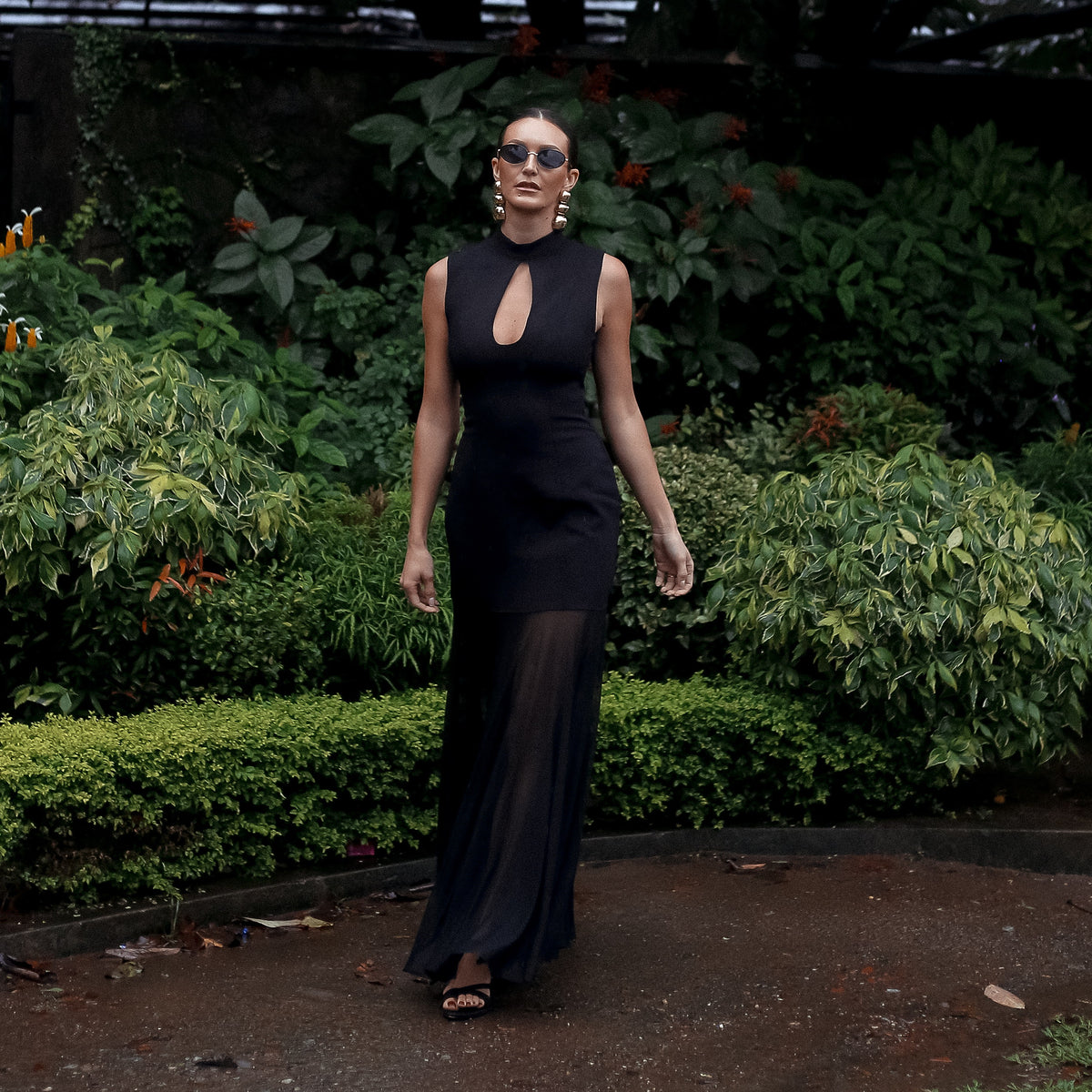 Brook Keyhole Evening Maxi Dress in Black, Legacy London