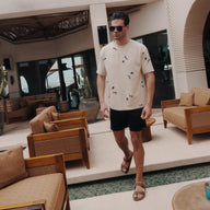 Legacy Abstract Print Oversized Tee in Honey Beige, Legacy London