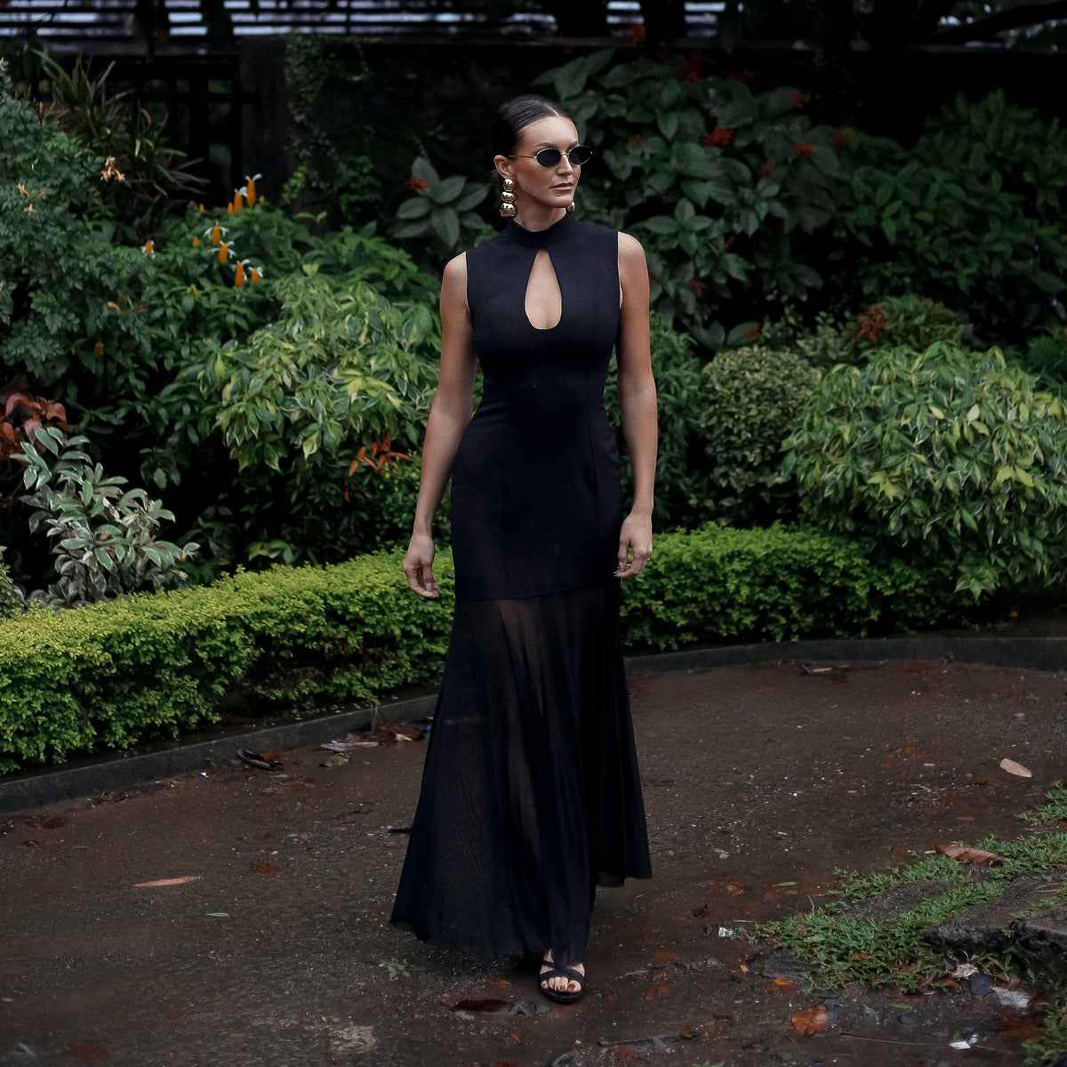Brook Keyhole Evening Maxi Dress in Black, Legacy London
