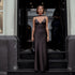Mount Street Satin Scarf-Neck Maxi Dress in Dark Wine, Legacy London