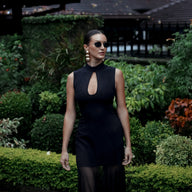 Brook Keyhole Evening Maxi Dress in Black, Legacy London