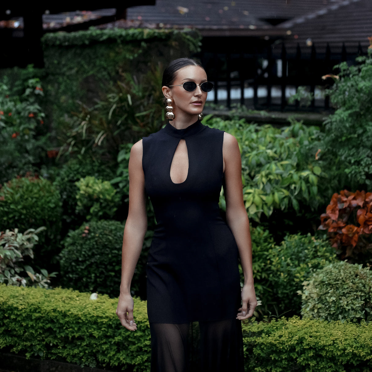 Brook Keyhole Evening Maxi Dress in Black, Legacy London