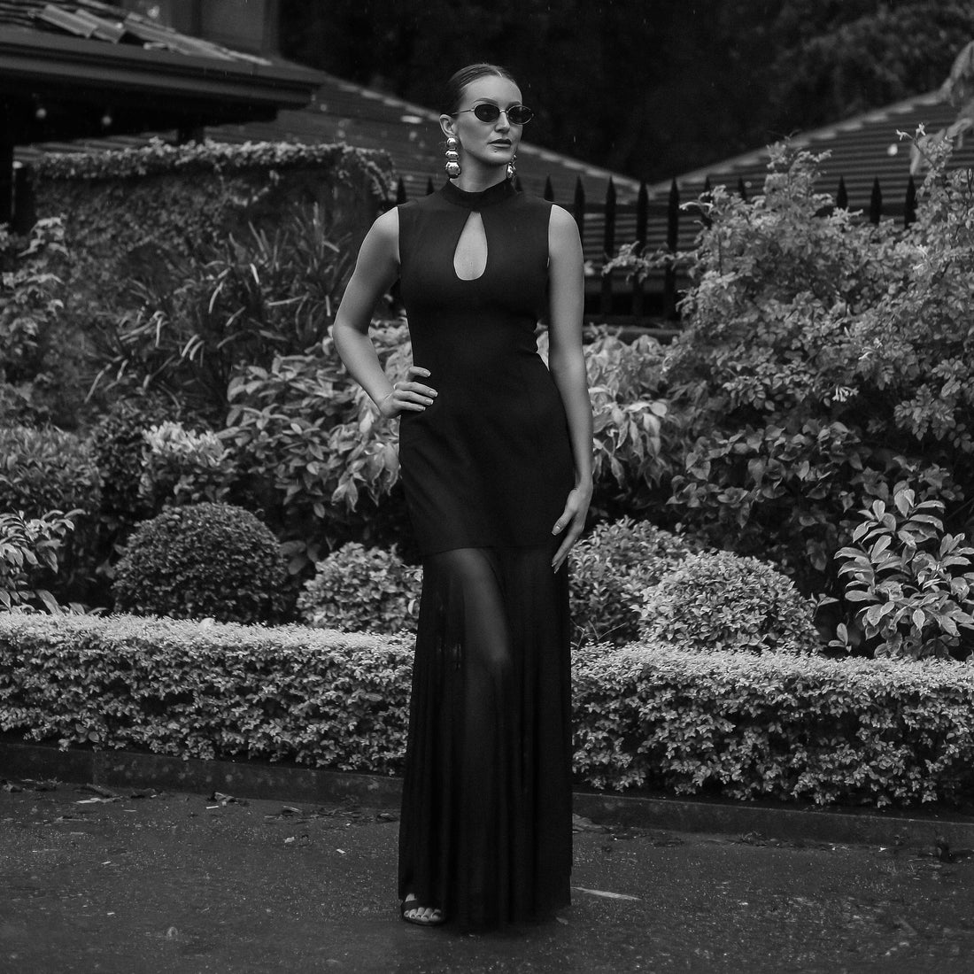 Brook Keyhole Evening Maxi Dress in Black, Legacy London
