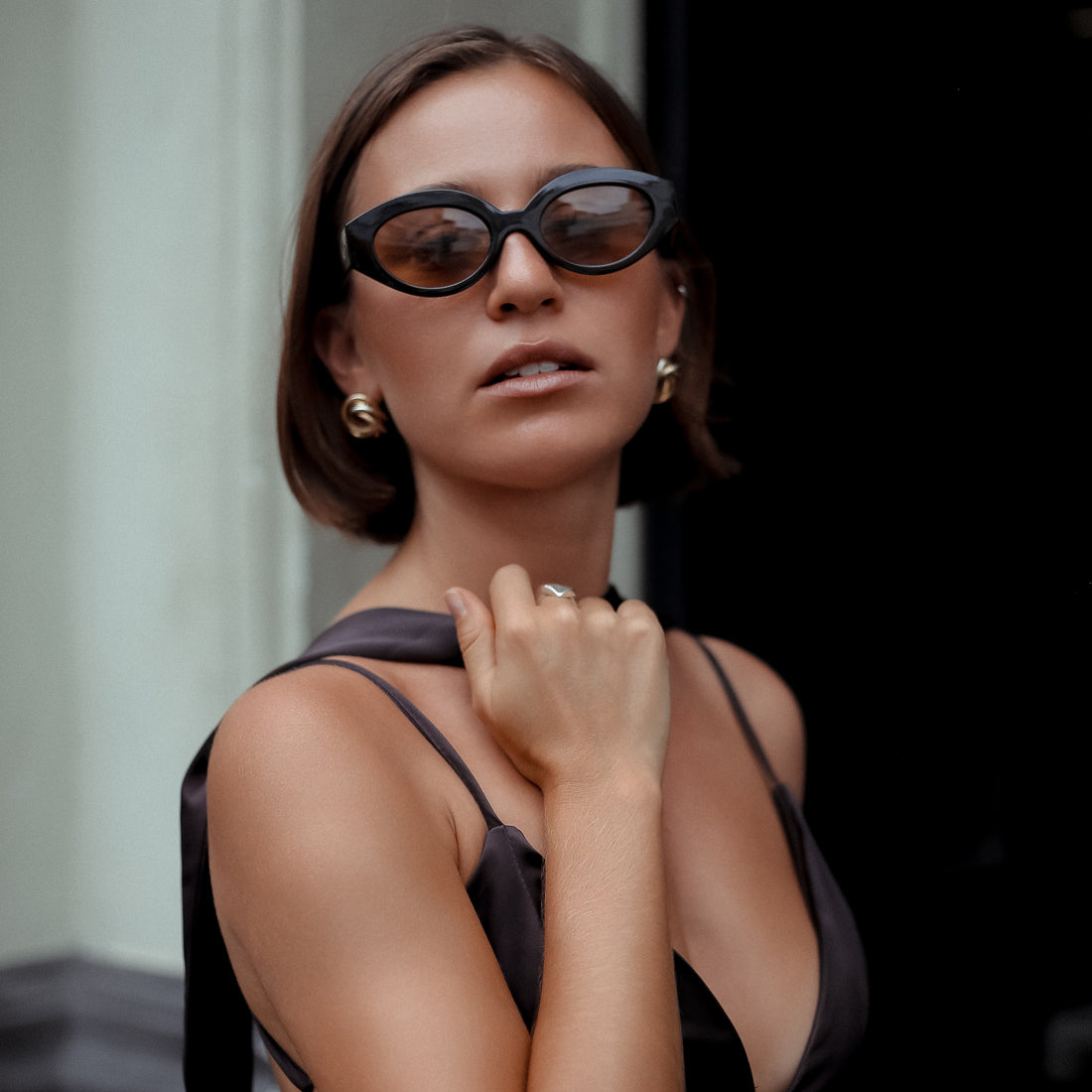 Mount Street Satin Scarf-Neck Maxi Dress in Dark Wine, Legacy London