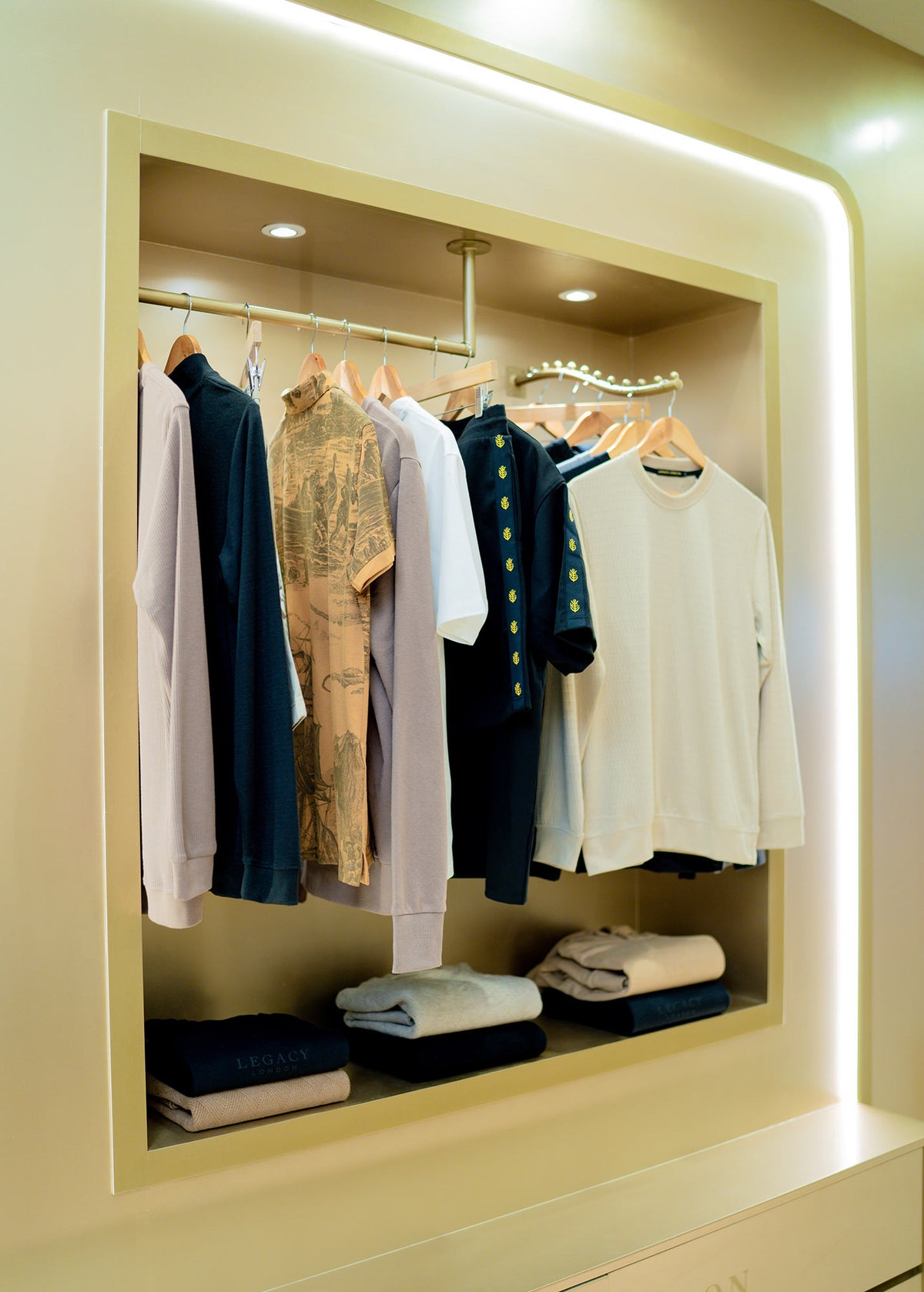 Legacy London knitwear displayed inside the Havelock City Mall store