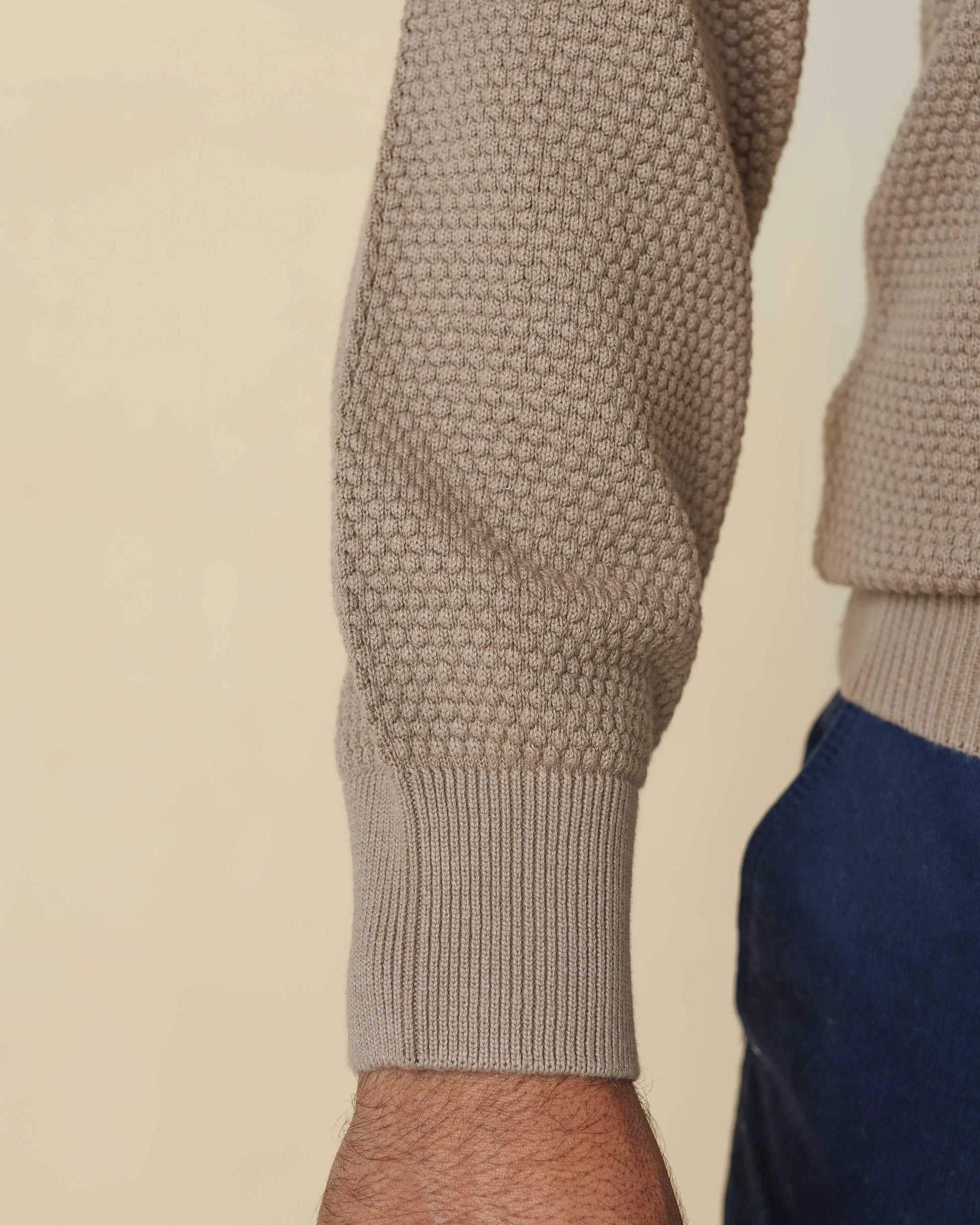 All-Season Popcorn Knit Long Sleeve Polo  - Legacy London