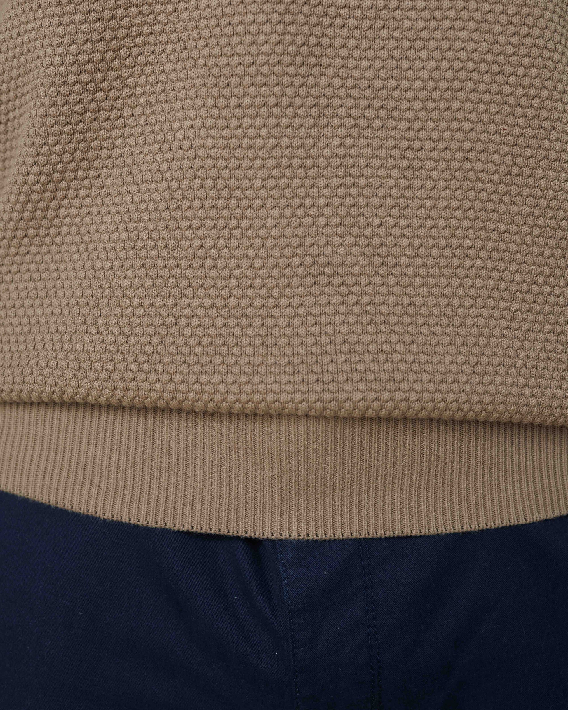 All-Season Popcorn Knit Long Sleeve Polo  - Legacy London