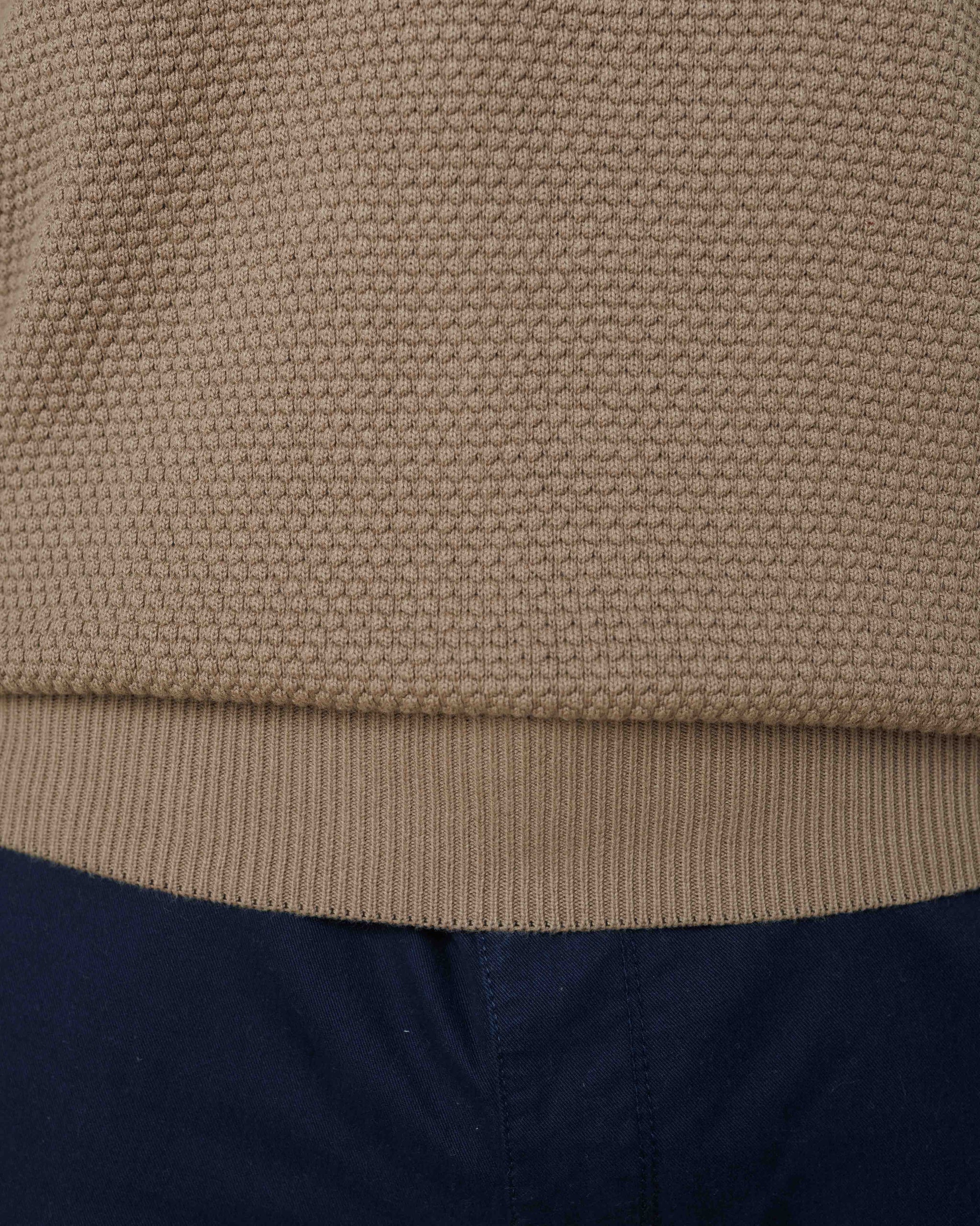 All-Season Popcorn Knit Long Sleeve Polo  - Legacy London