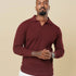 All-Season Popcorn Knit Long Sleeve Polo Wine-XL - Legacy London