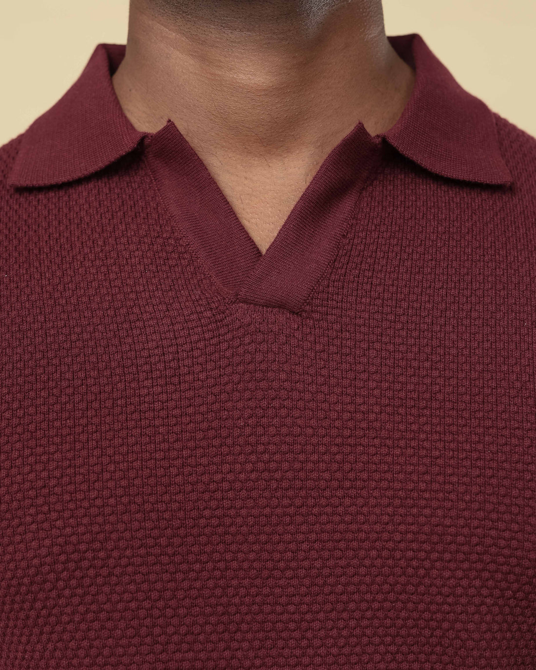All-Season Popcorn Knit Long Sleeve Polo  - Legacy London
