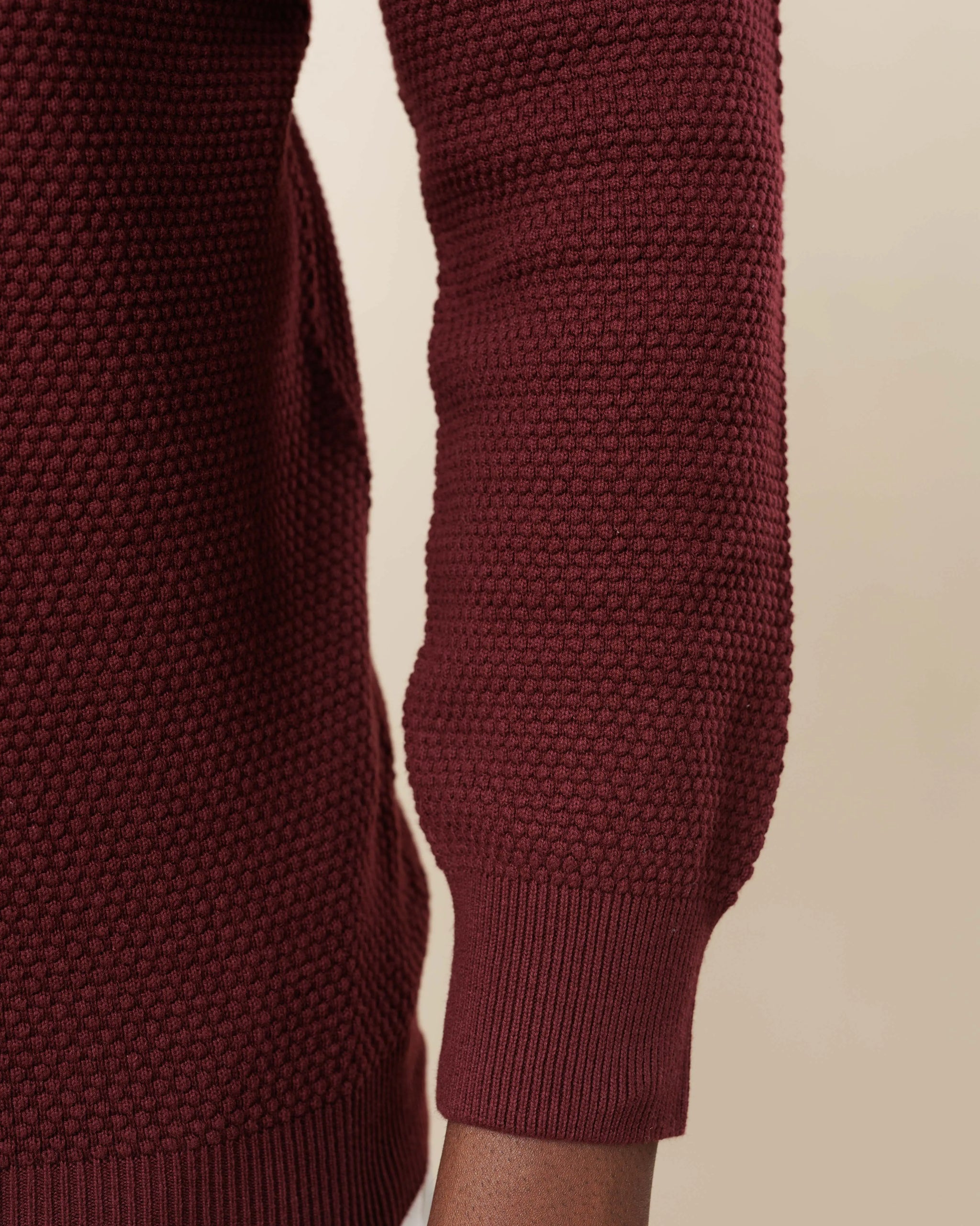 All-Season Popcorn Knit Long Sleeve Polo  - Legacy London