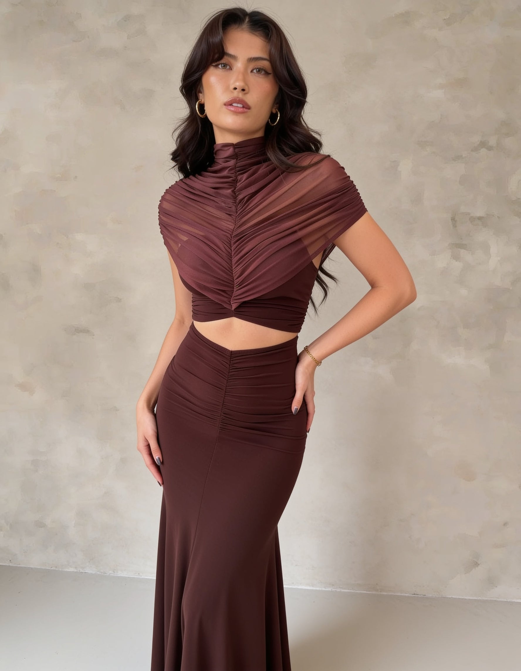 Audley Ruched Fishtail Maxi Dress  - LCY London