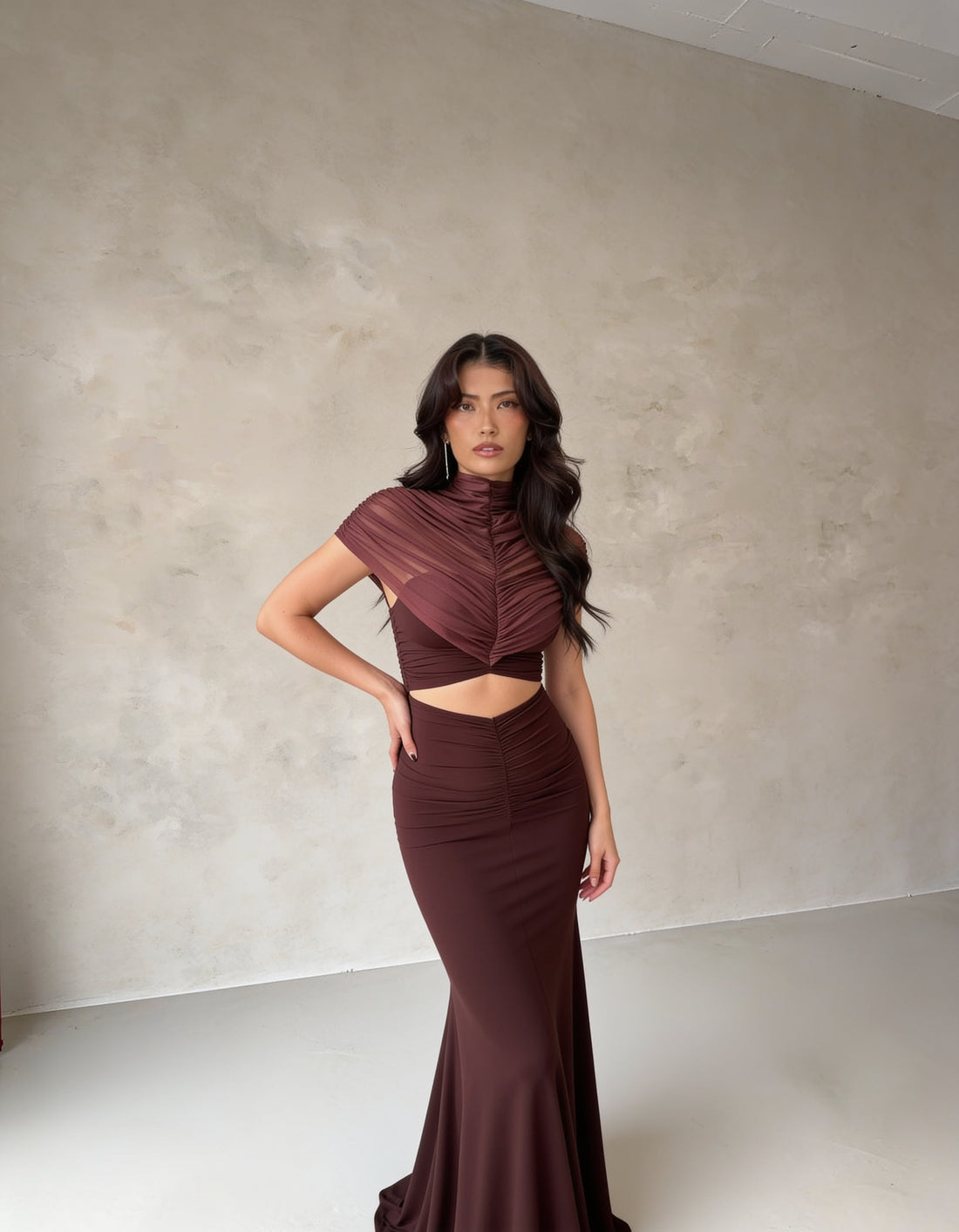 Audley Ruched Fishtail Maxi Dress  - LCY London