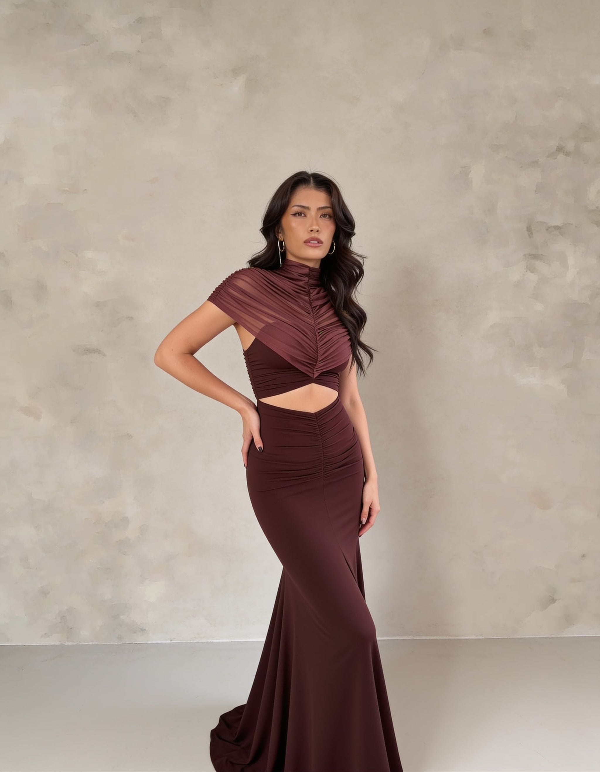Audley Ruched Fishtail Maxi Dress  - LCY London