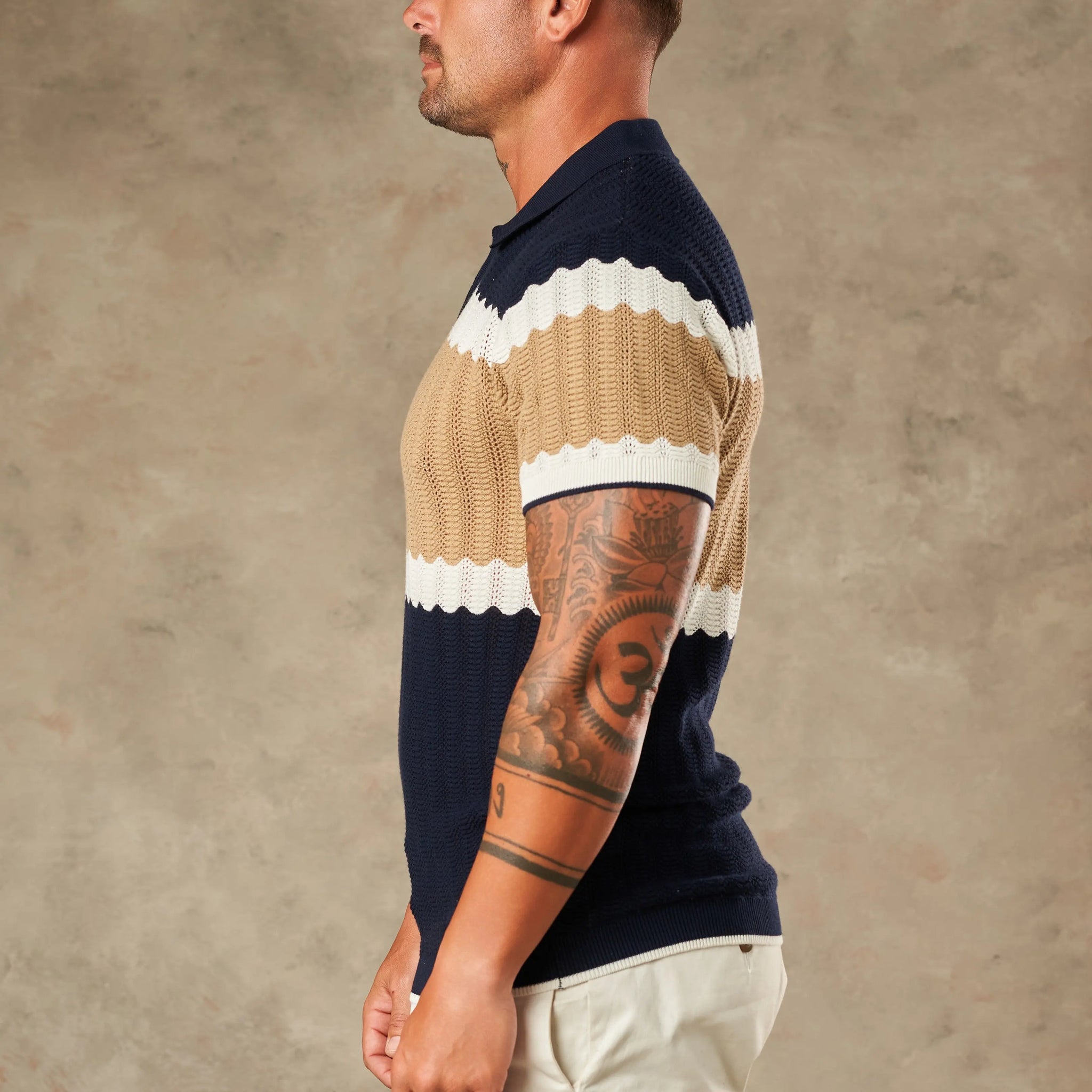Capri Wave Textured Zipper Polo  - Legacy London