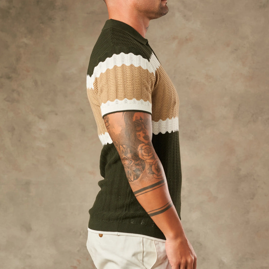 Capri Wave Textured Zipper Polo  - Legacy London