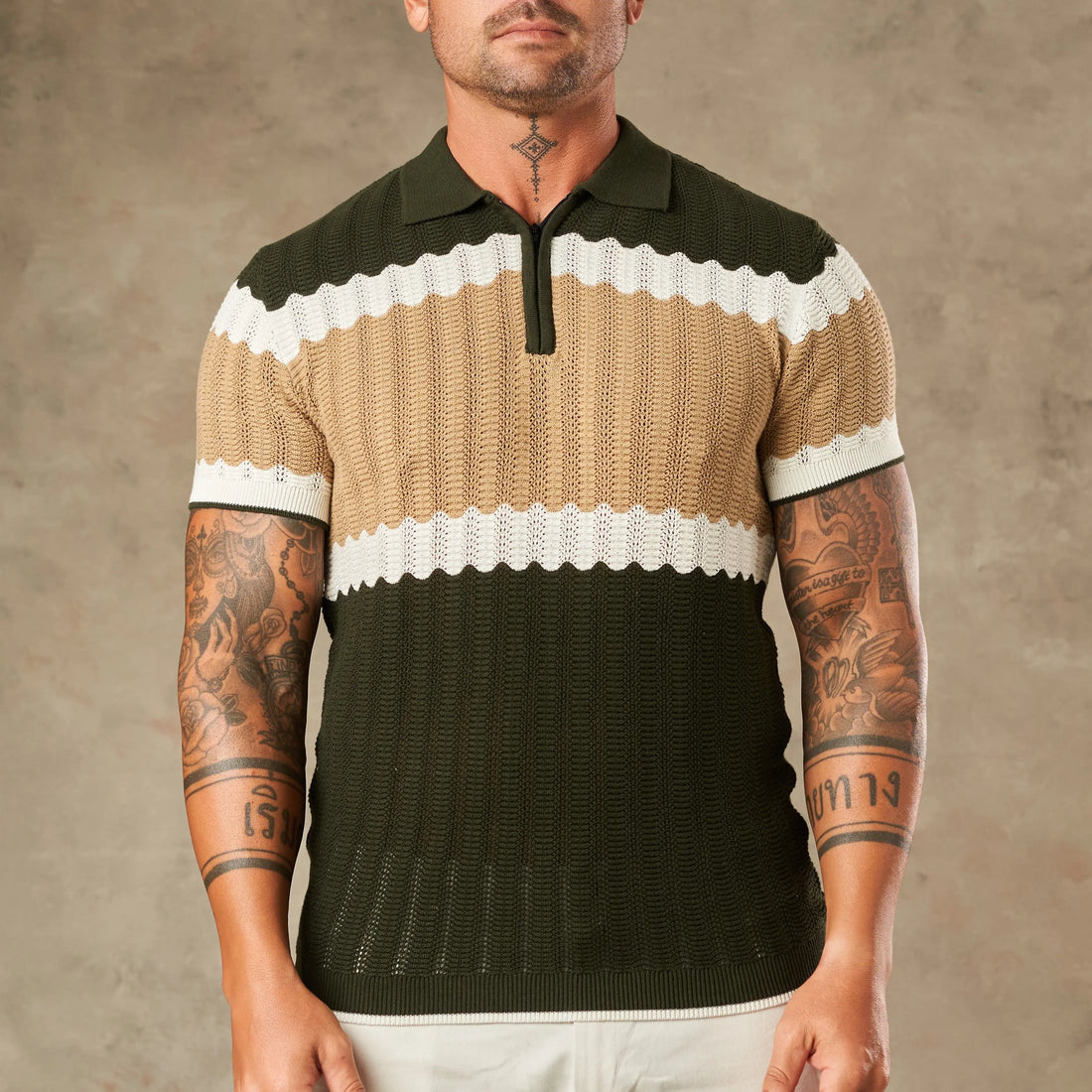 Capri Wave Textured Zipper Polo  - Legacy London