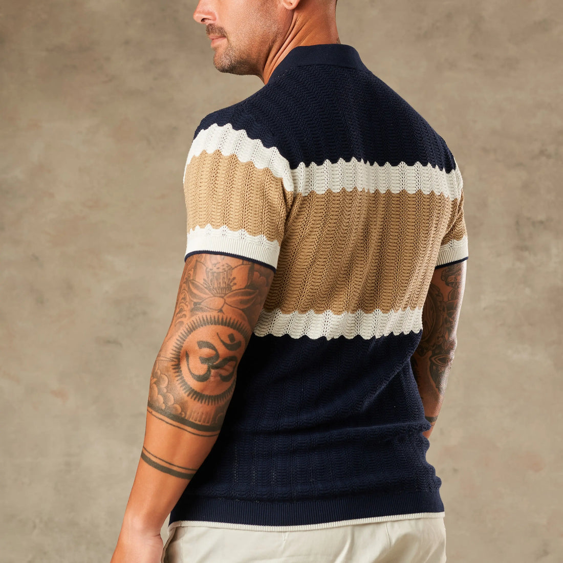 Capri Wave Textured Zipper Polo  - Legacy London