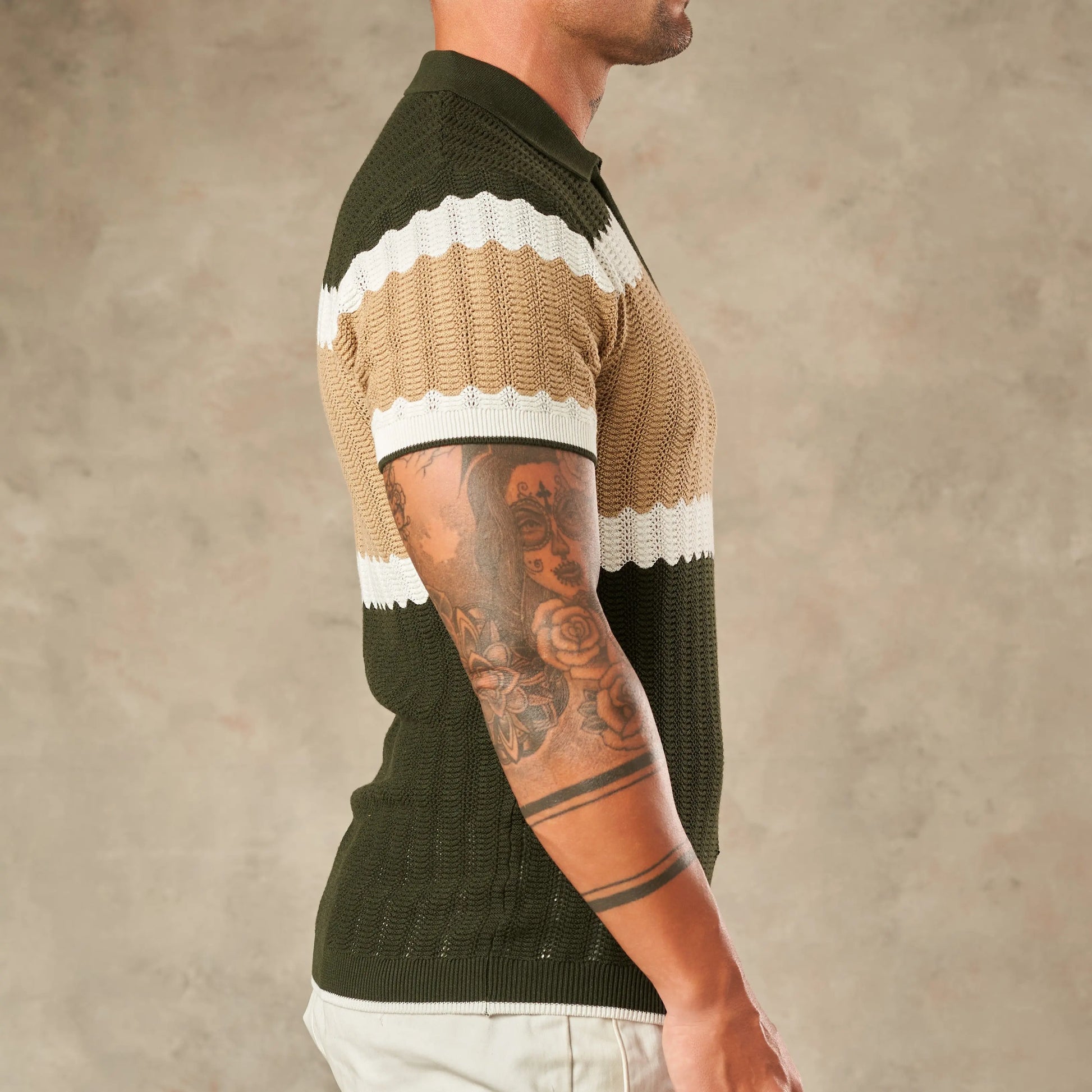 Capri Wave Textured Zipper Polo  - Legacy London