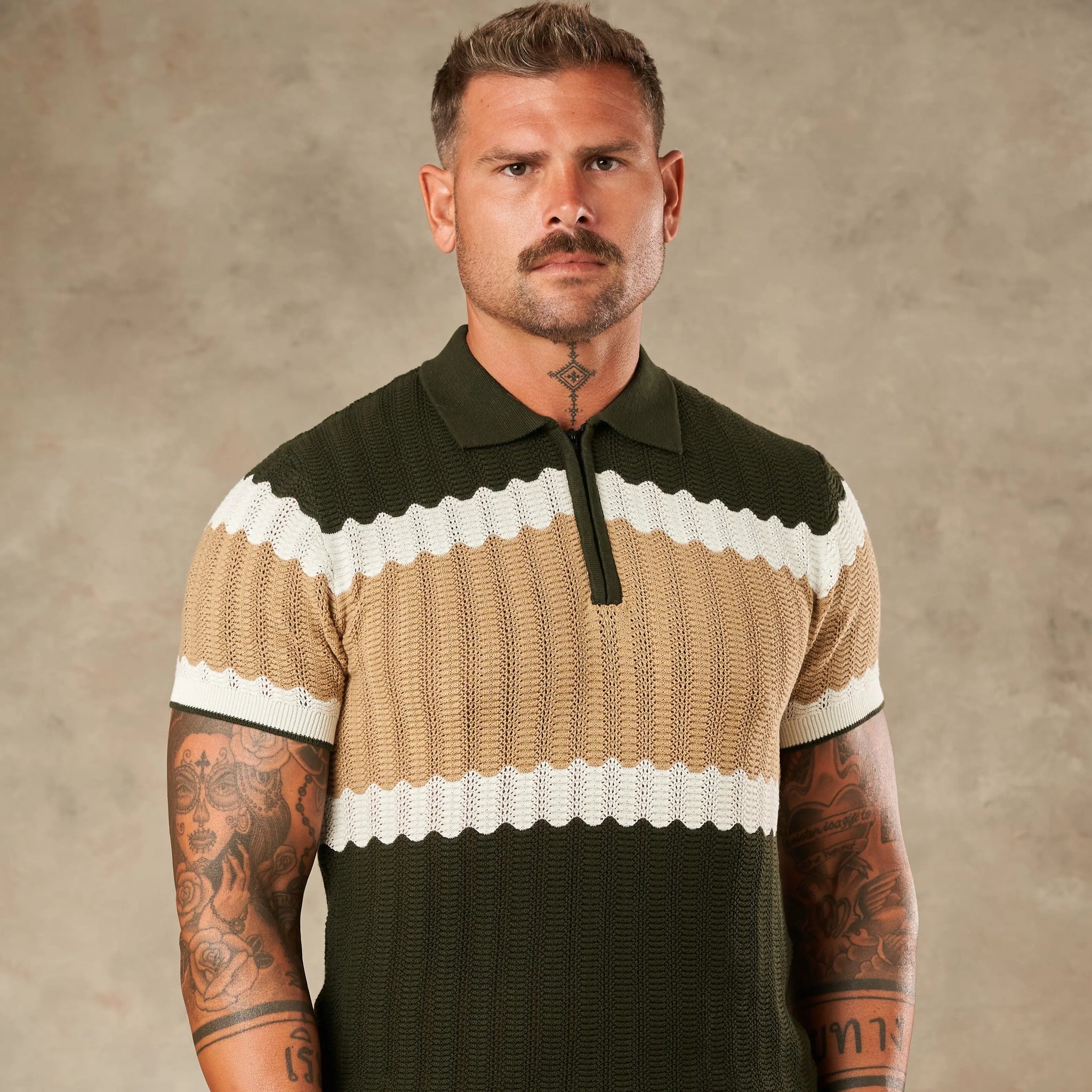 Capri Wave Textured Zipper Polo  - Legacy London