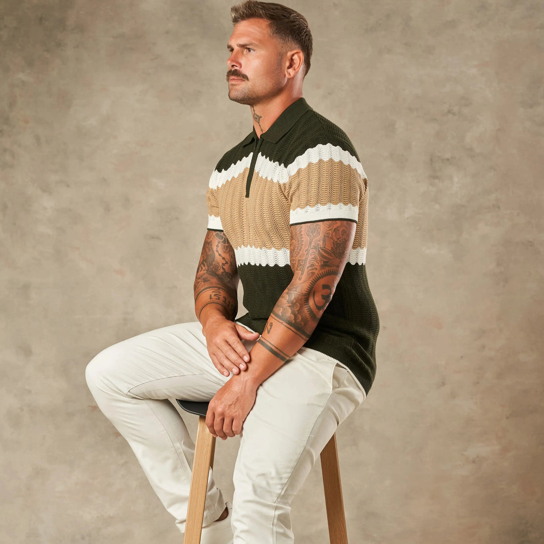 Capri Wave Textured Zipper Polo  - Legacy London