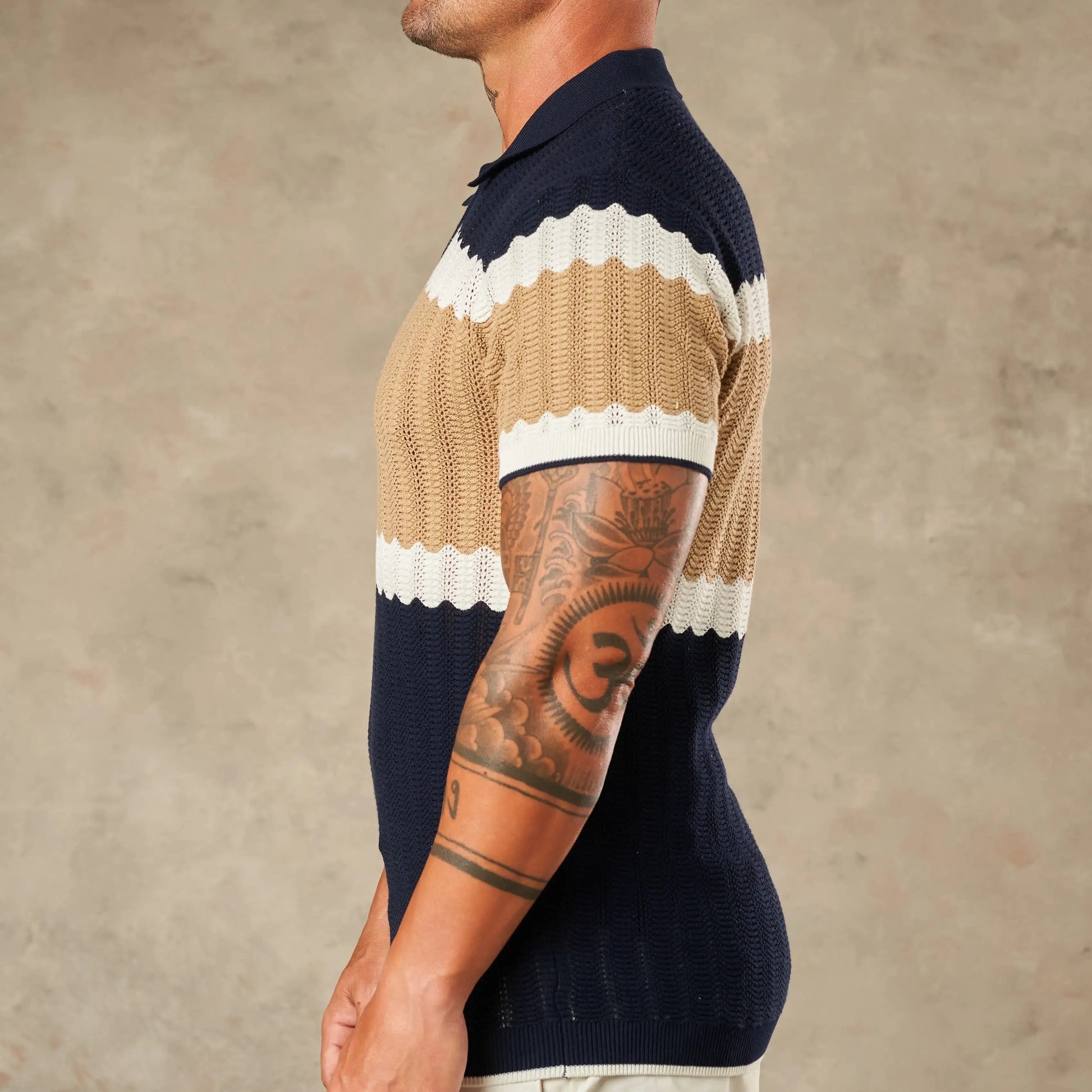 Capri Wave Textured Zipper Polo  - Legacy London
