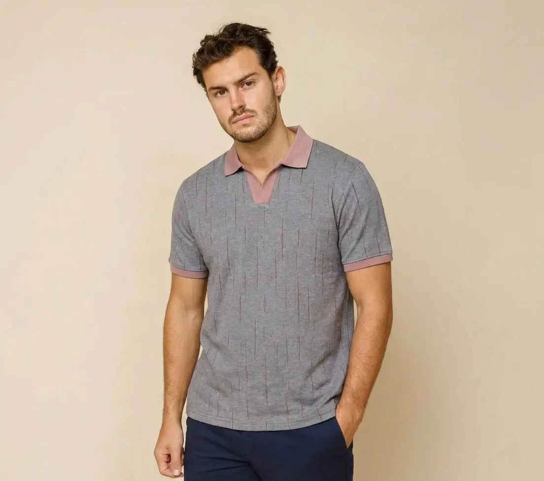 Contrast Detailed Johnny Collar Polo  - LCY London