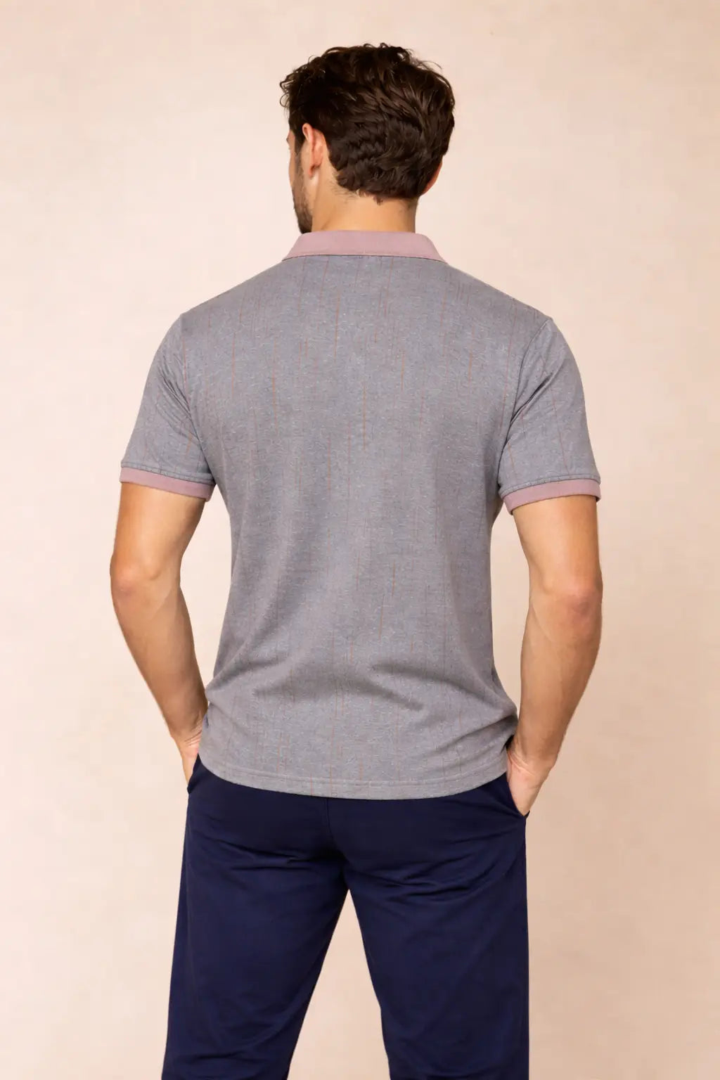 Contrast Detailed Johnny Collar Polo  - LCY London