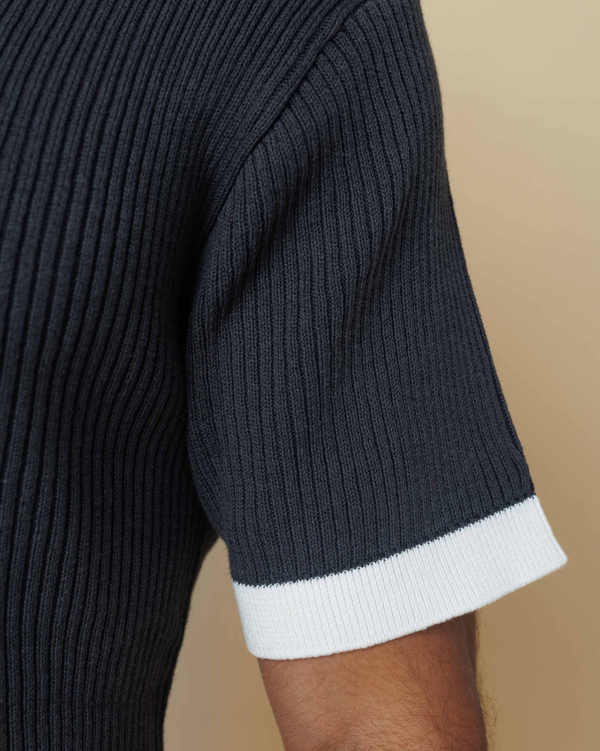 Contrast Knit Johnny Collar Polo  - Legacy London
