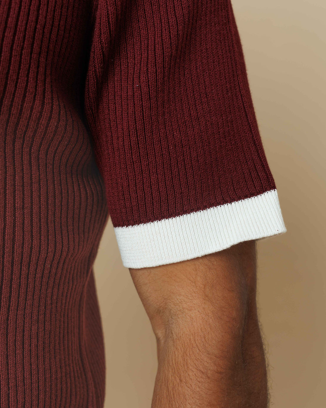 Contrast Knit Johnny Collar Polo  - Legacy London