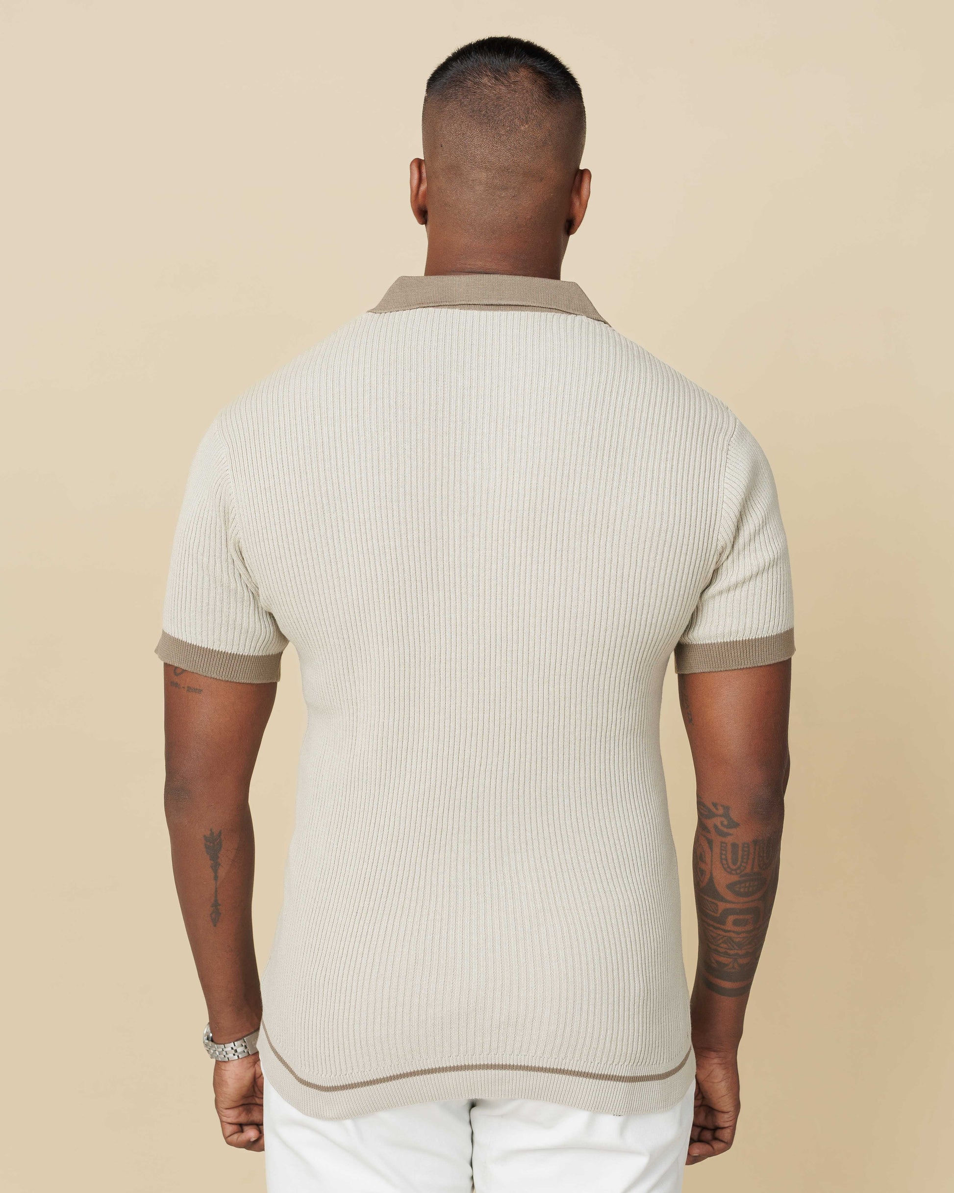 Contrast Knit Johnny Collar Polo  - Legacy London