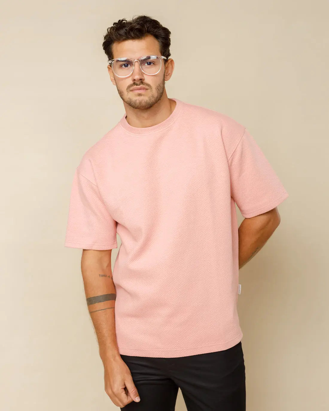 Cotton Blend Oversized Tee Pink-XL - Legacy London