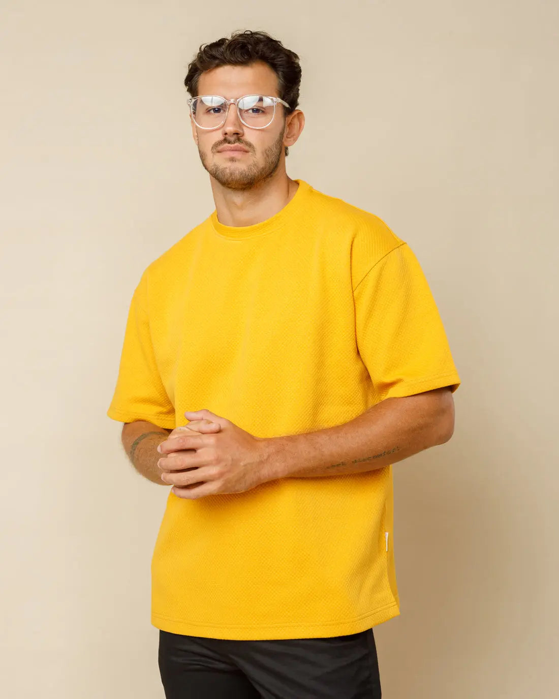 Cotton Blend Oversized Tee Bright-Yellow-XL - Legacy London