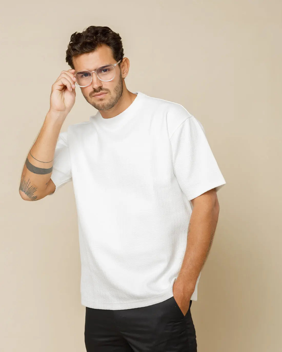 Cotton Blend Oversized Tee White-XL - Legacy London