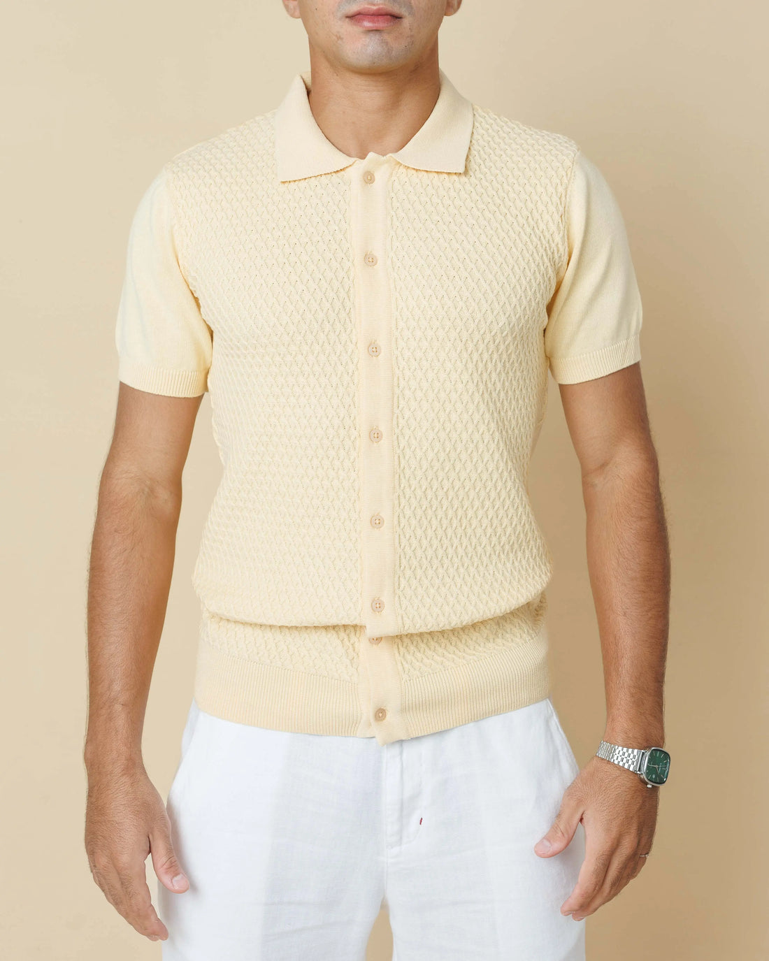 Diamond Weave Heritage Polo – Buttoned Edition  - Legacy London