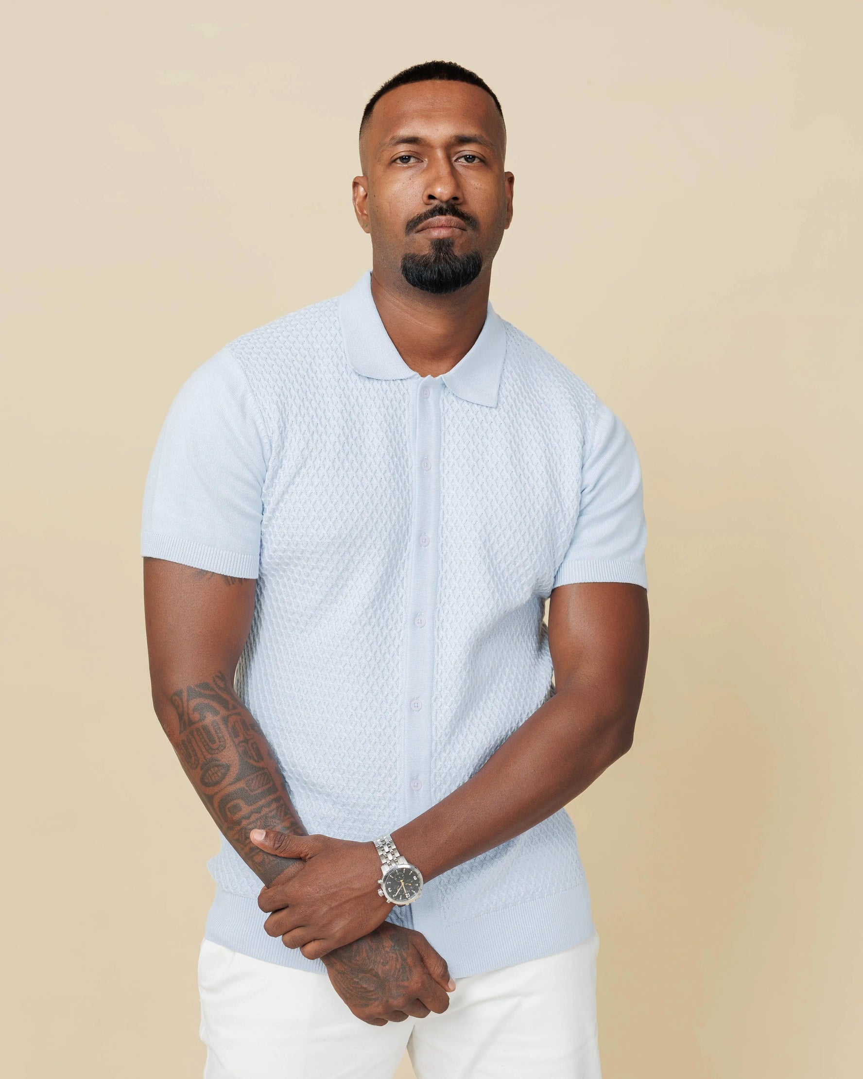 Diamond Weave Heritage Polo – Buttoned Edition  - Legacy London