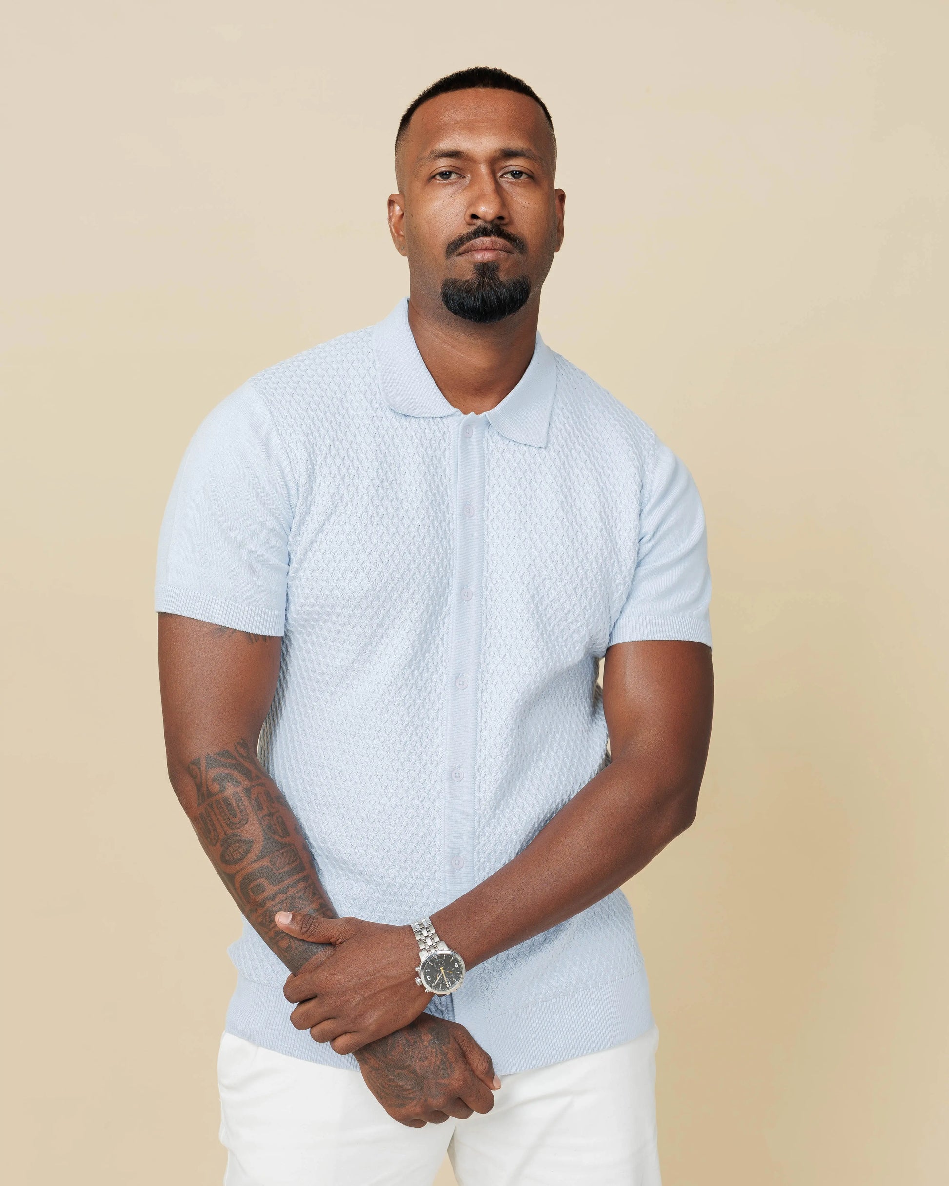 Diamond Weave Heritage Polo – Buttoned Edition  - Legacy London