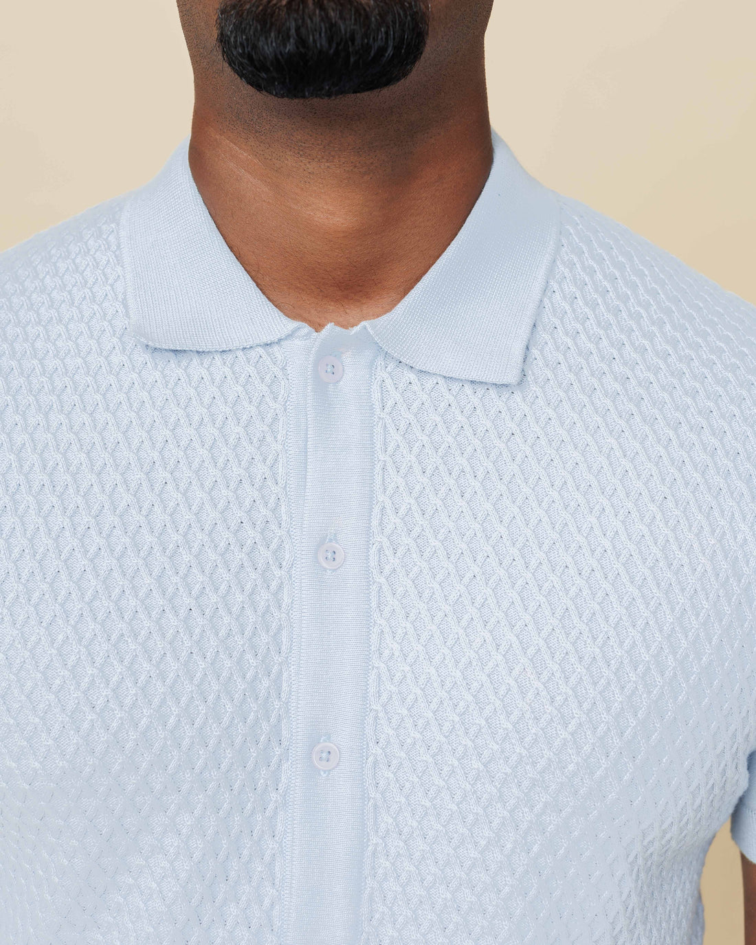 Diamond Weave Heritage Polo – Buttoned Edition Sky-Blue-XL - Legacy London