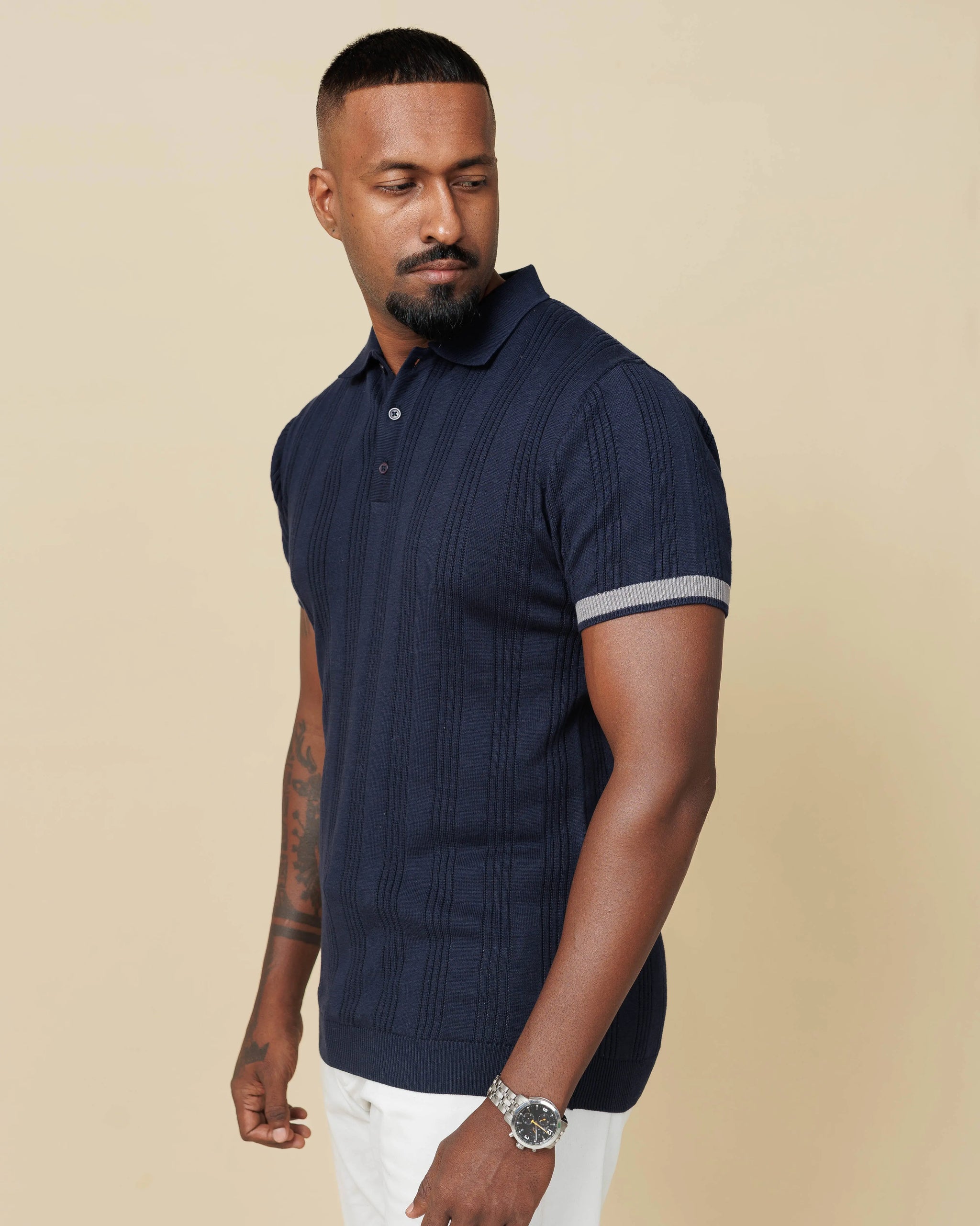 Drop Needle Flatknit Polo  - Legacy London