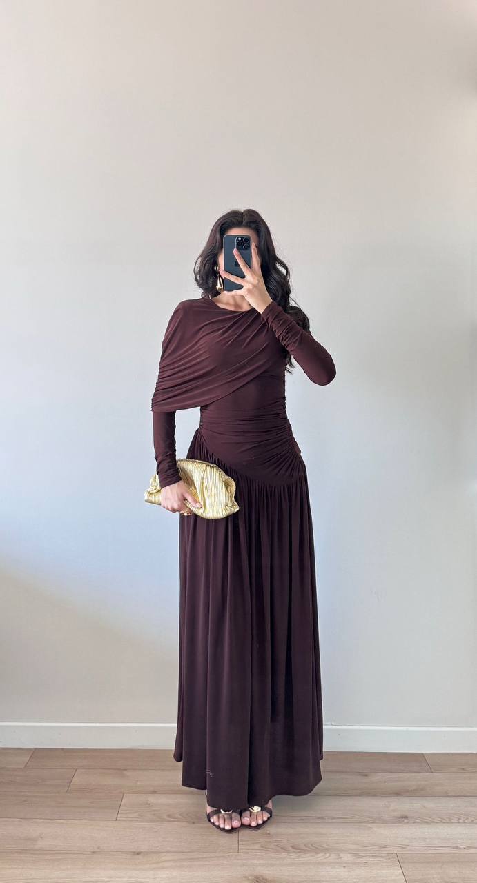 Grosvenor Draped Jersey Maxi Dress  - LCY London