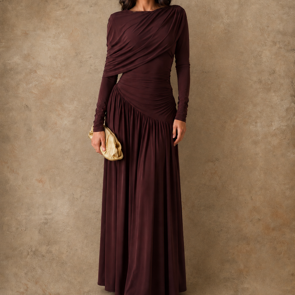 Grosvenor Draped Jersey Maxi Dress  - LCY London