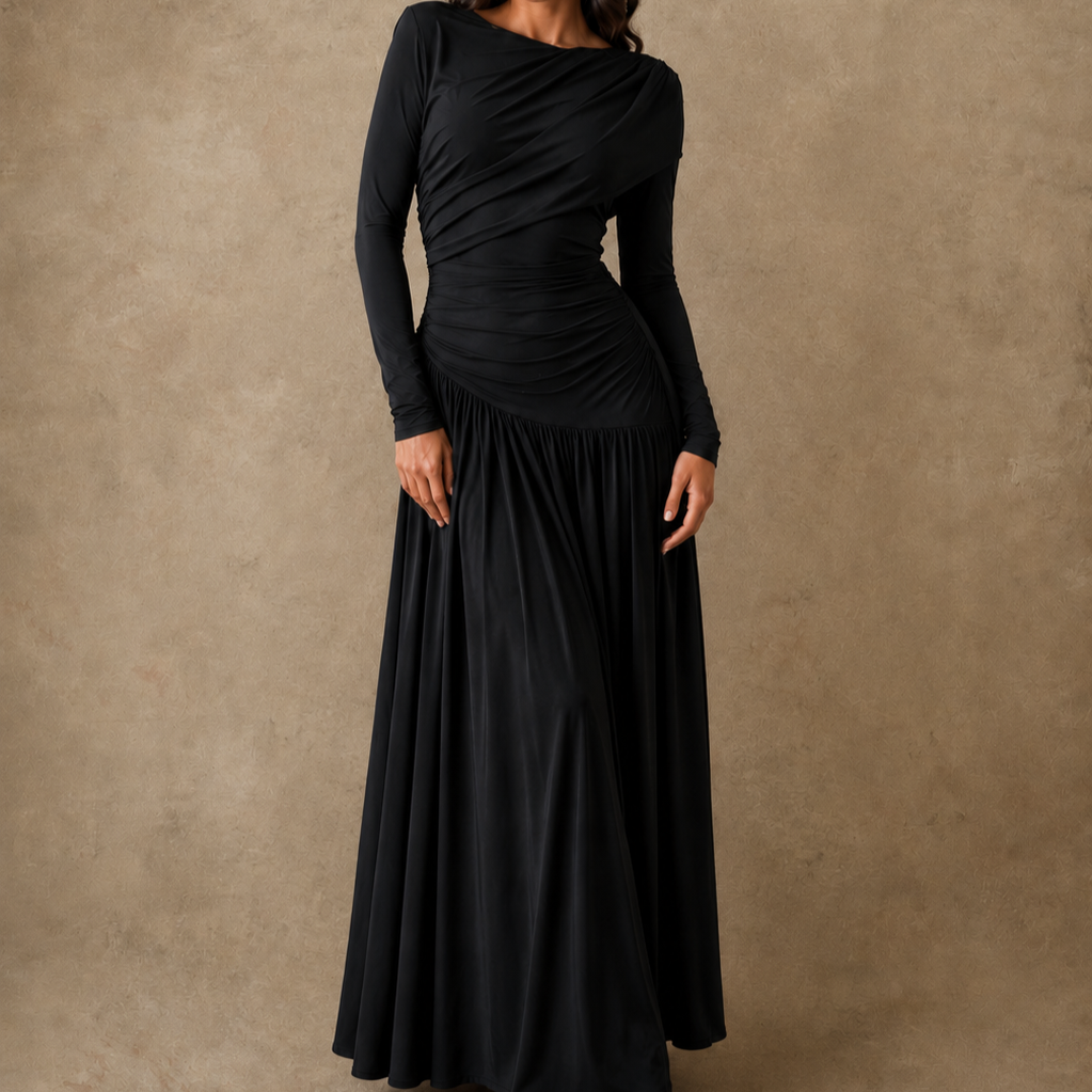 Grosvenor Draped Jersey Maxi Dress  - LCY London