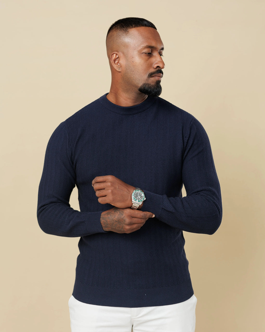 Herringbone Heritage Sweatshirt Navy-Blue-XL - Legacy London