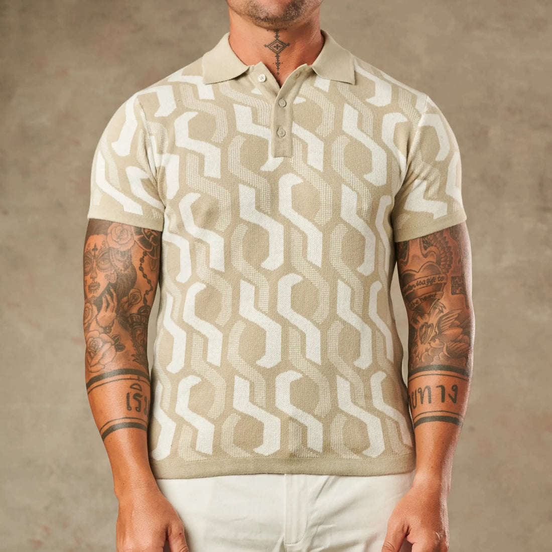 Interlocking Tile Pattern Polo  - Legacy London