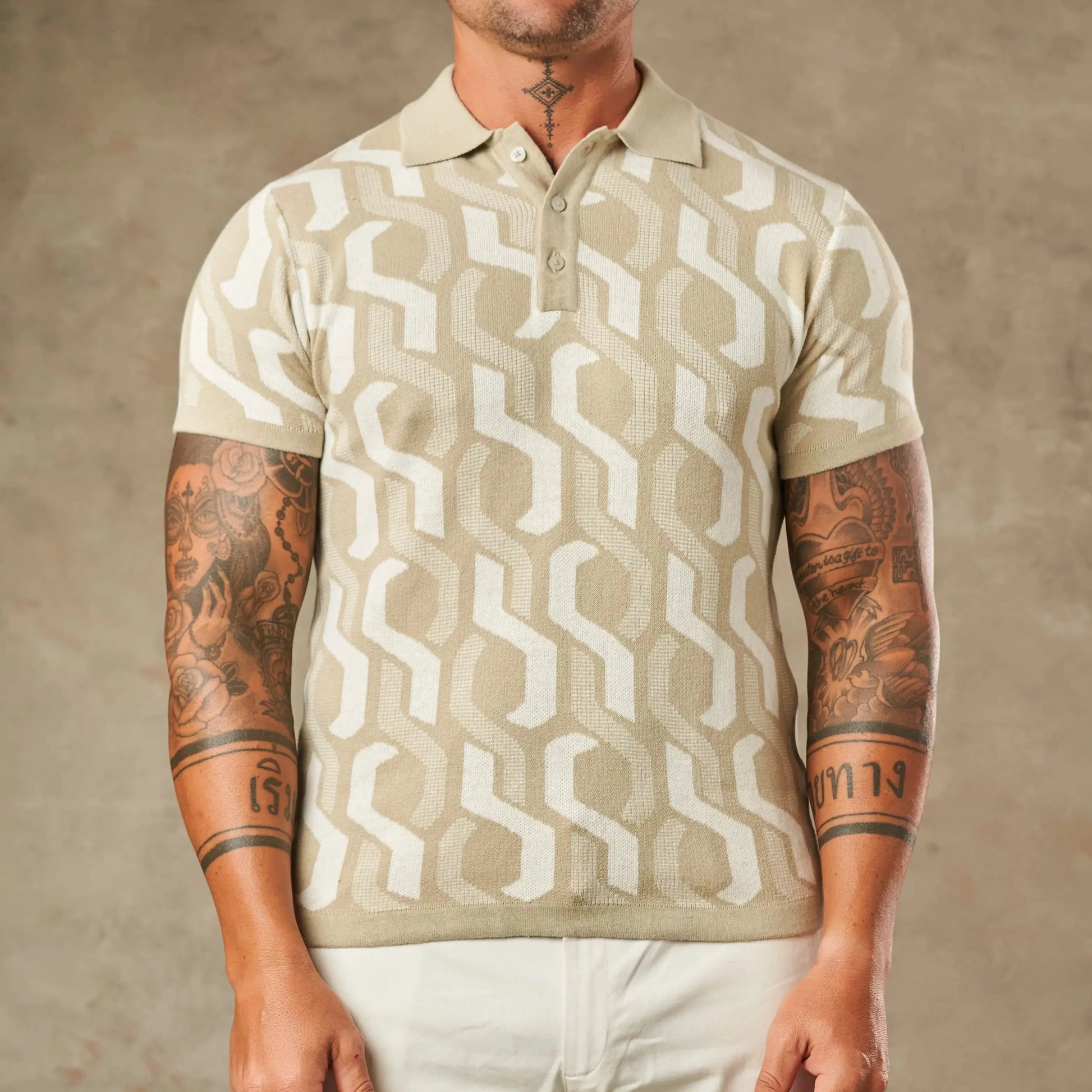 Interlocking Tile Pattern Polo  - Legacy London